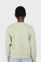 Mint green patterned brush crew neck jumper