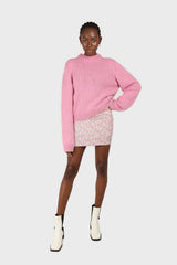 Pink ditsy floral print mini skirt