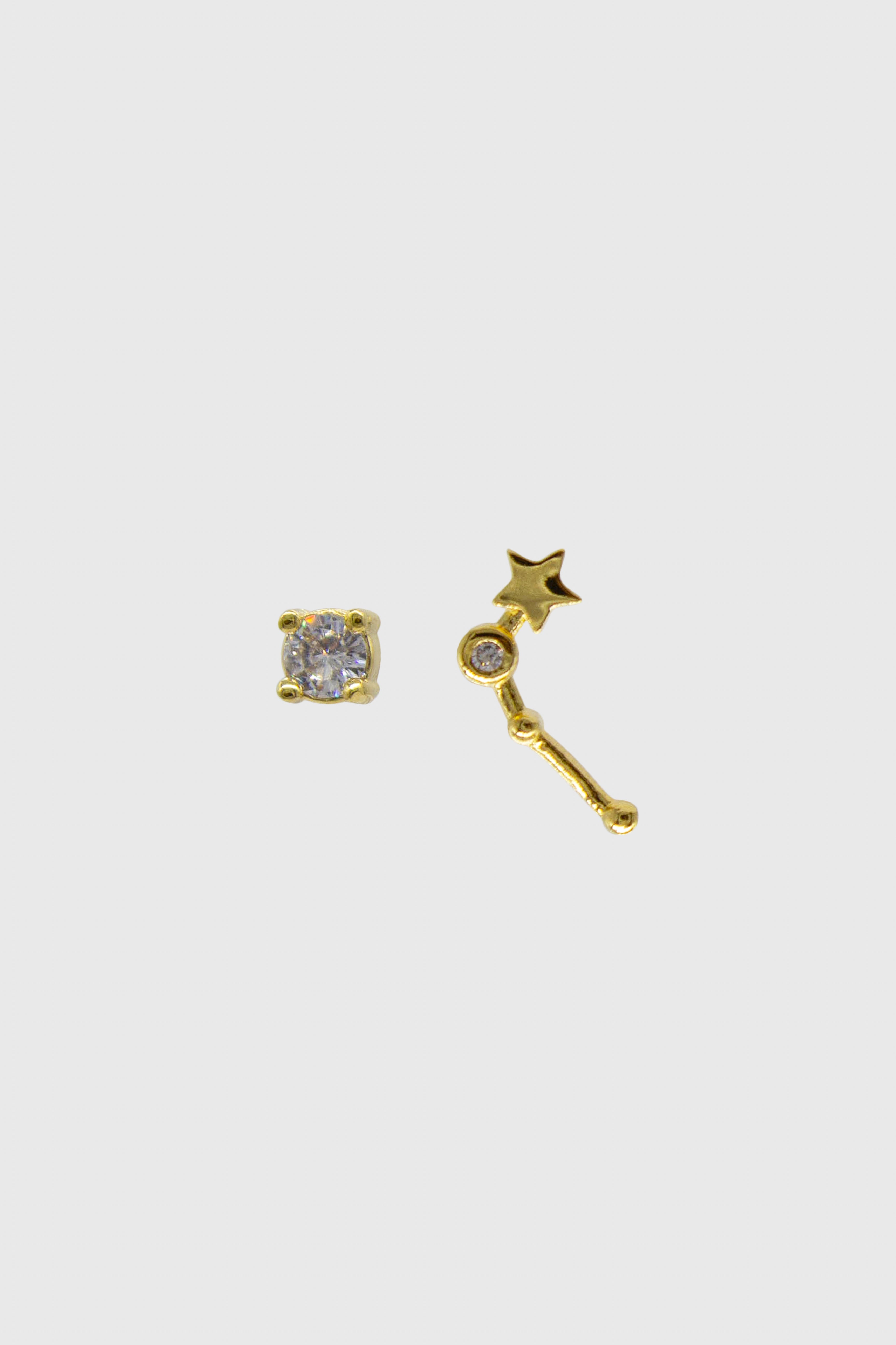 Gold birthstone zodiac earrings / Apr - Diamond