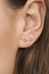 Gold birthstone zodiac earrings / Jun - Tanzanite indigo blue
