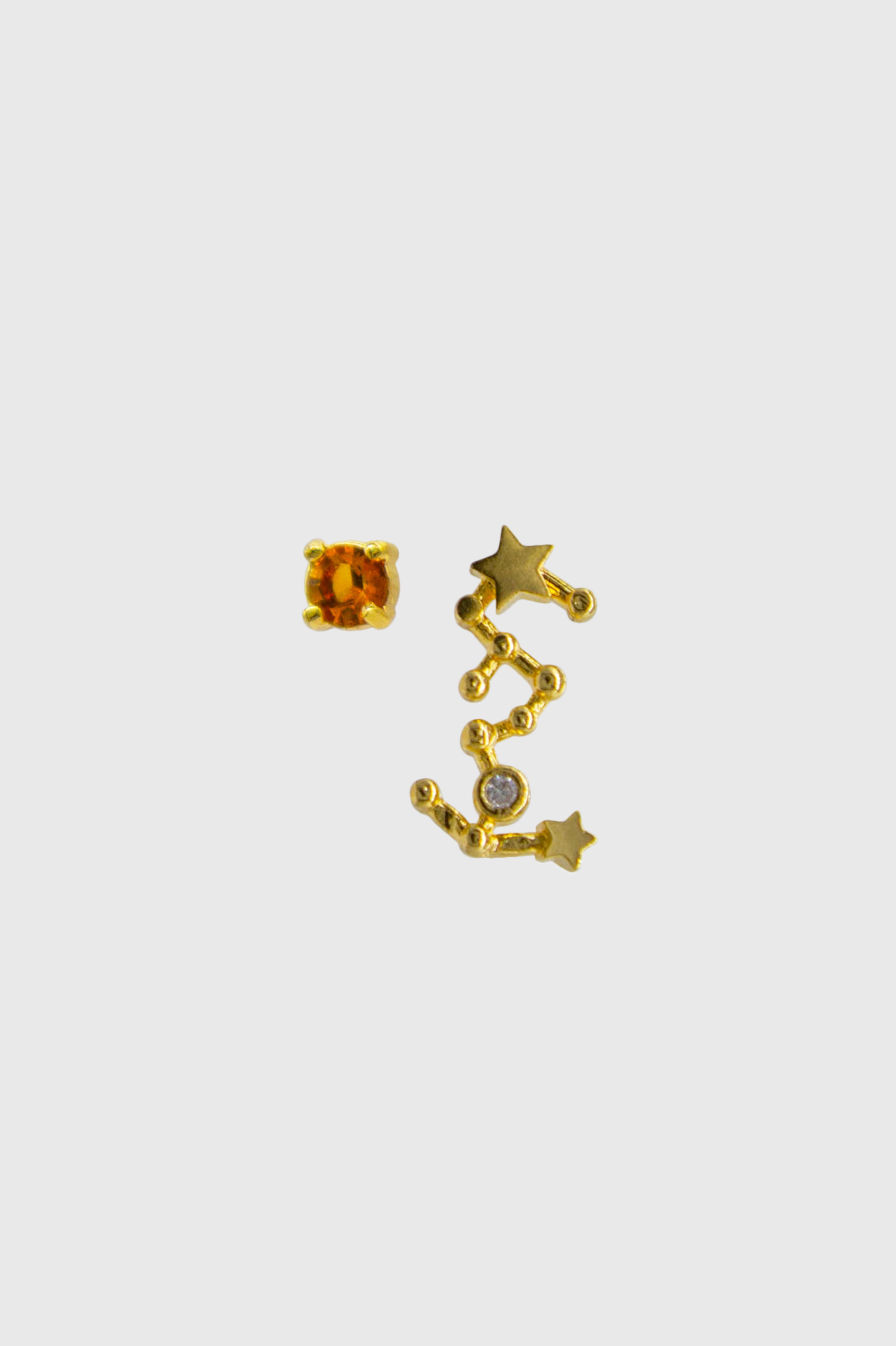 Gold birthstone zodiac earrings / Nov - Topaz yellow