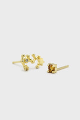 Gold birthstone zodiac earrings / Nov - Topaz yellow