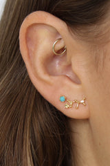Gold birthstone zodiac earrings / Dec - Turquoise