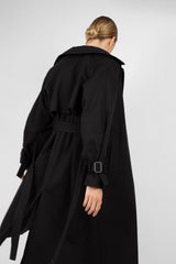 Black single breasted back detail trench coat