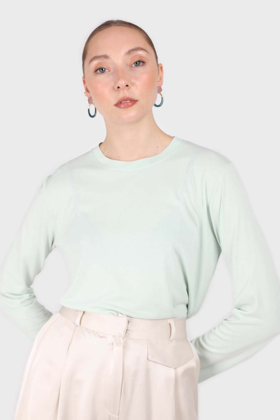 Mint green high neck perfect long sleeved tee