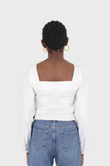 White corset long sleeved cropped top
