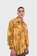Orange and khaki tie dye tie waist shirt jacket