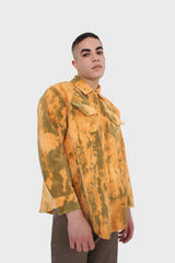Orange and khaki tie dye tie waist shirt jacket