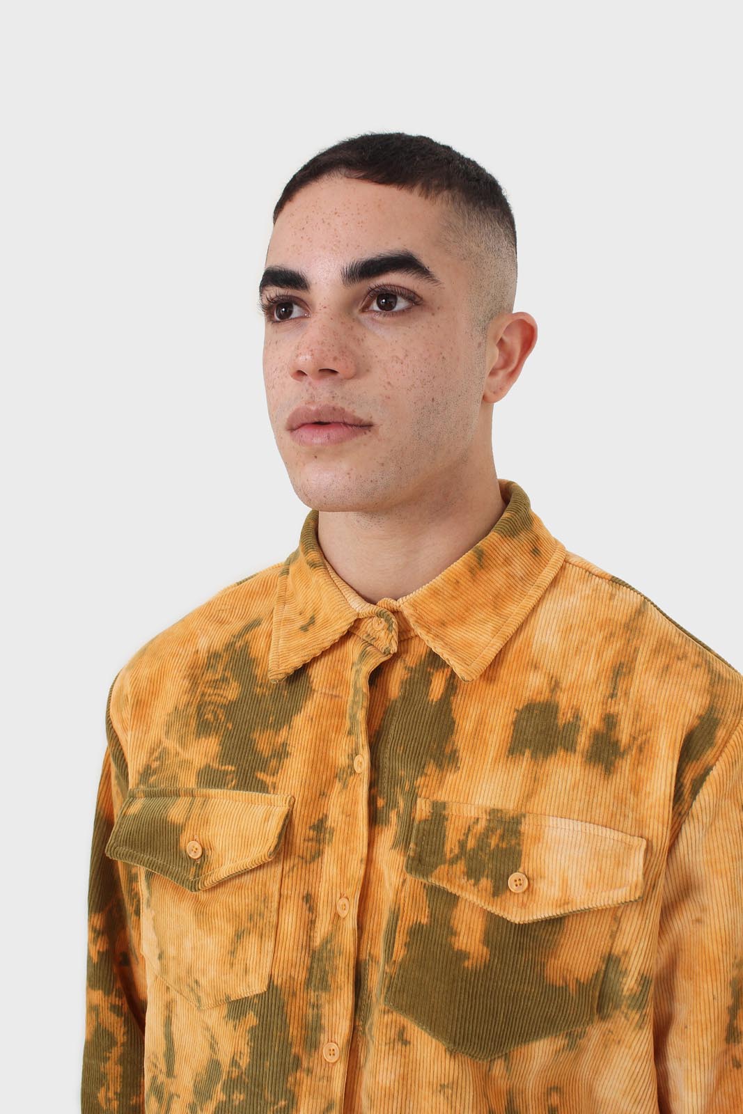 Orange and khaki tie dye tie waist shirt jacket