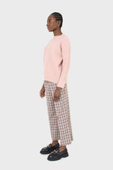 Pink patterned brush crew neck jumper
