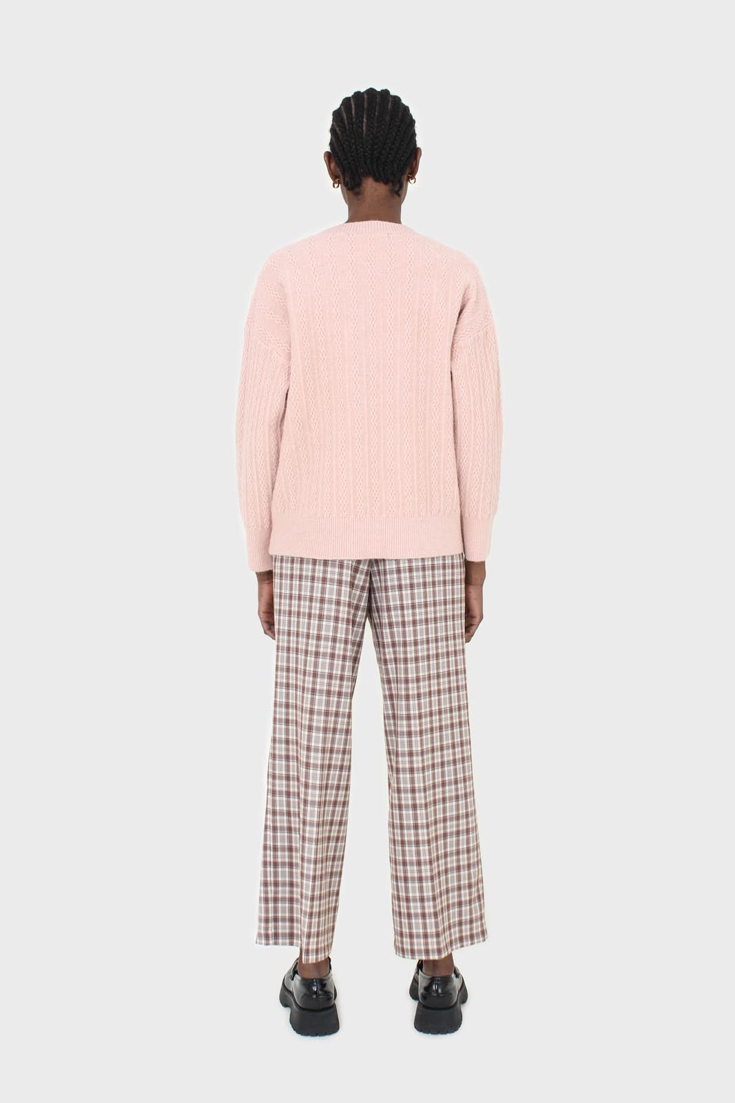 Pink patterned brush crew neck jumper