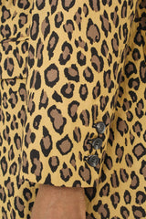 Mustard and brown leopard print blazer