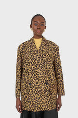 Mustard and brown leopard print blazer