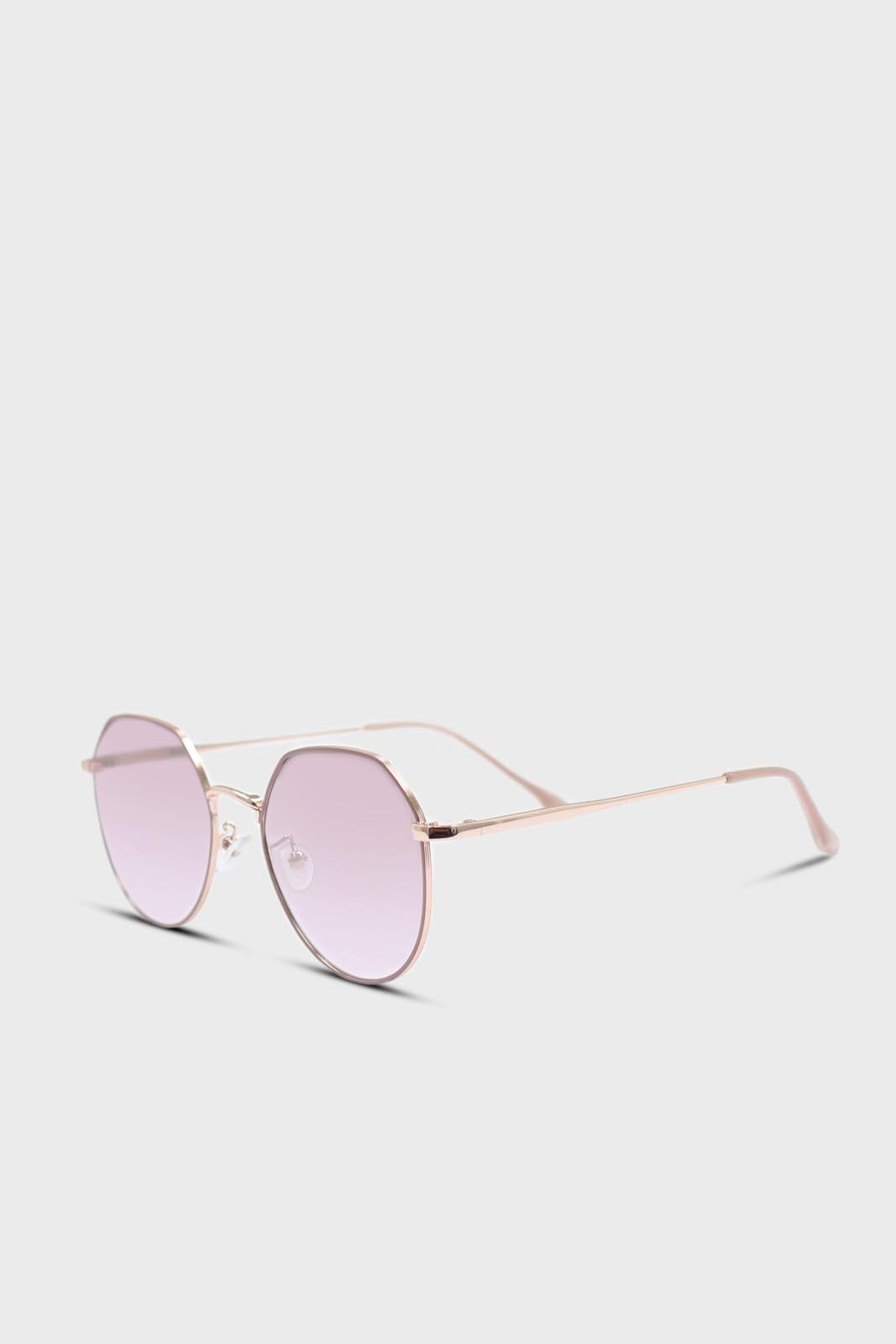 Pink trim dusty pink lens angled aviator sunglasses
