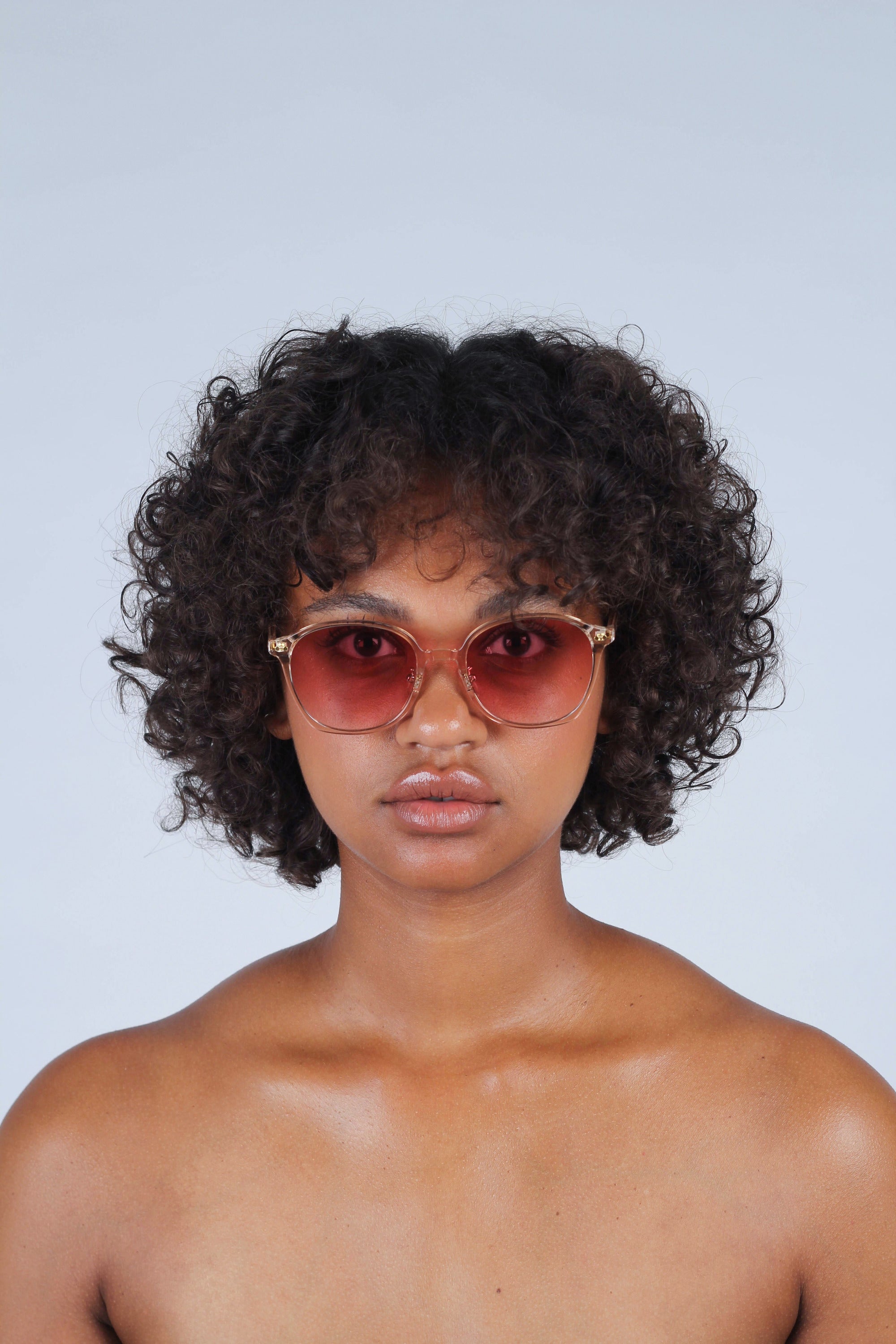 Pink perspex frame classic sunglasses