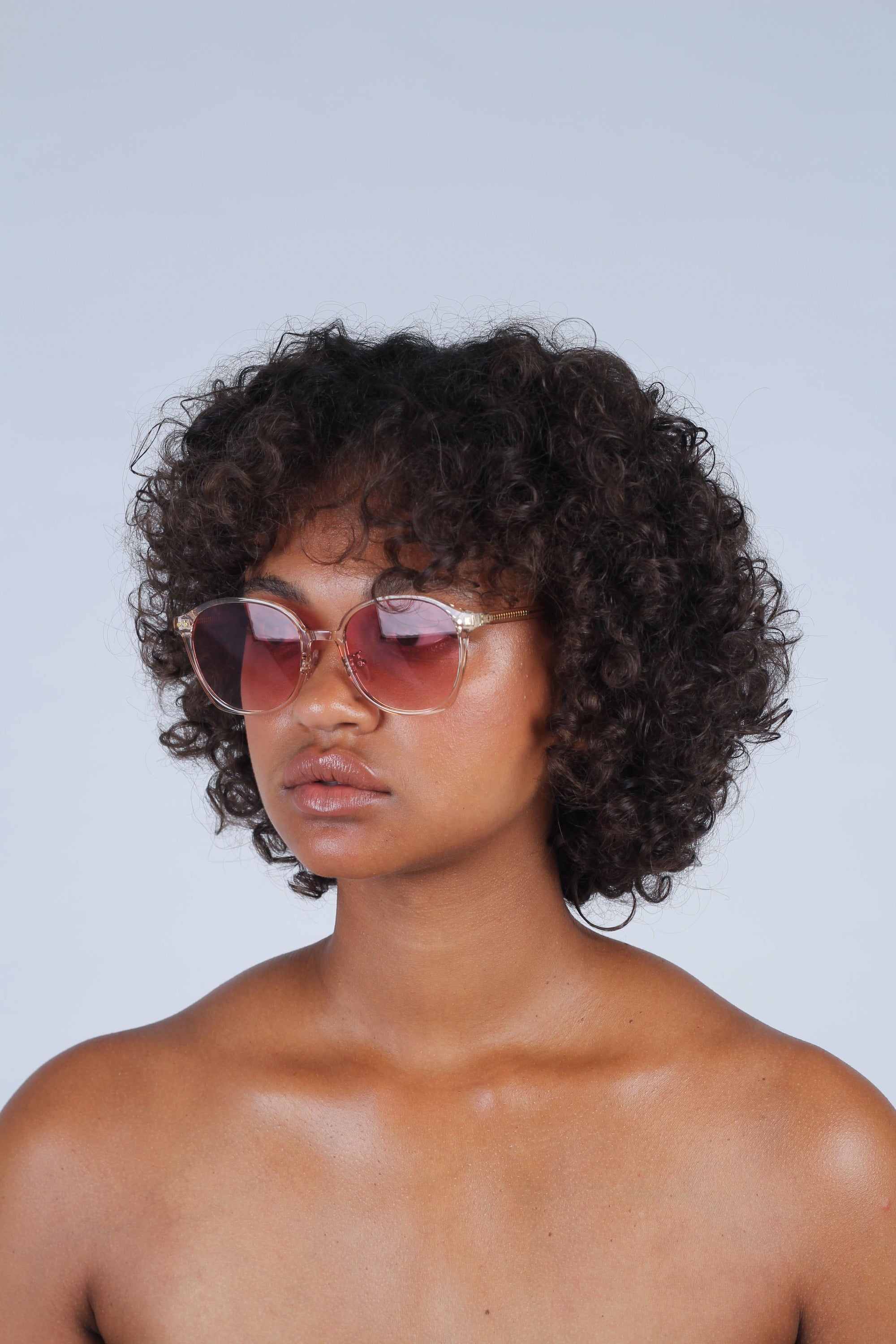 Pink perspex frame classic sunglasses