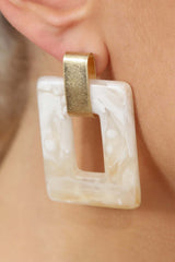 Ivory square gold loop linking earrings