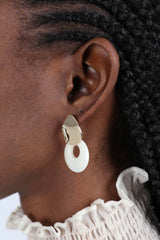 Gold and ivory linking circle earrings