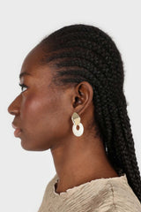 Gold and ivory linking circle earrings