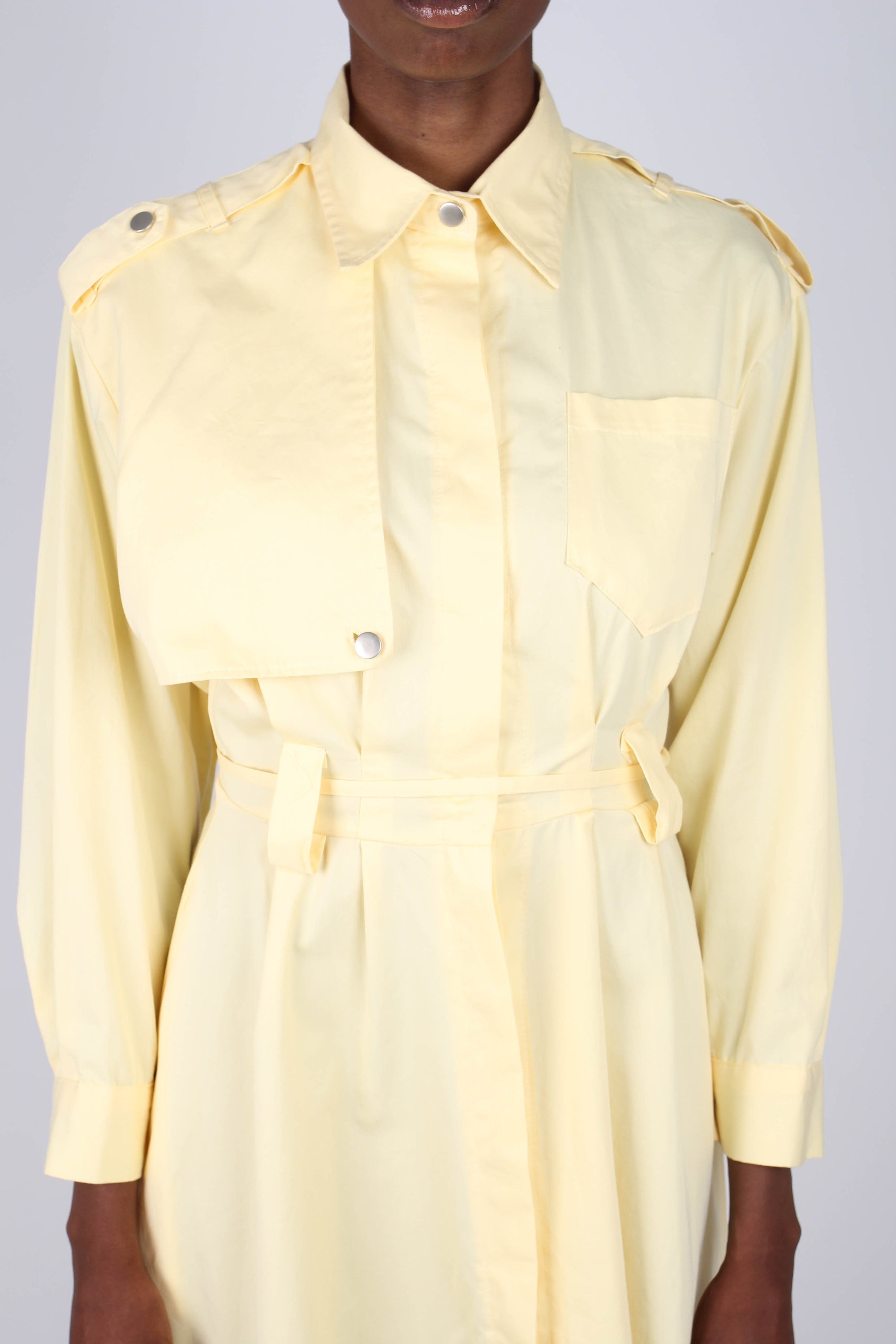 Lemon button front utility maxi dress