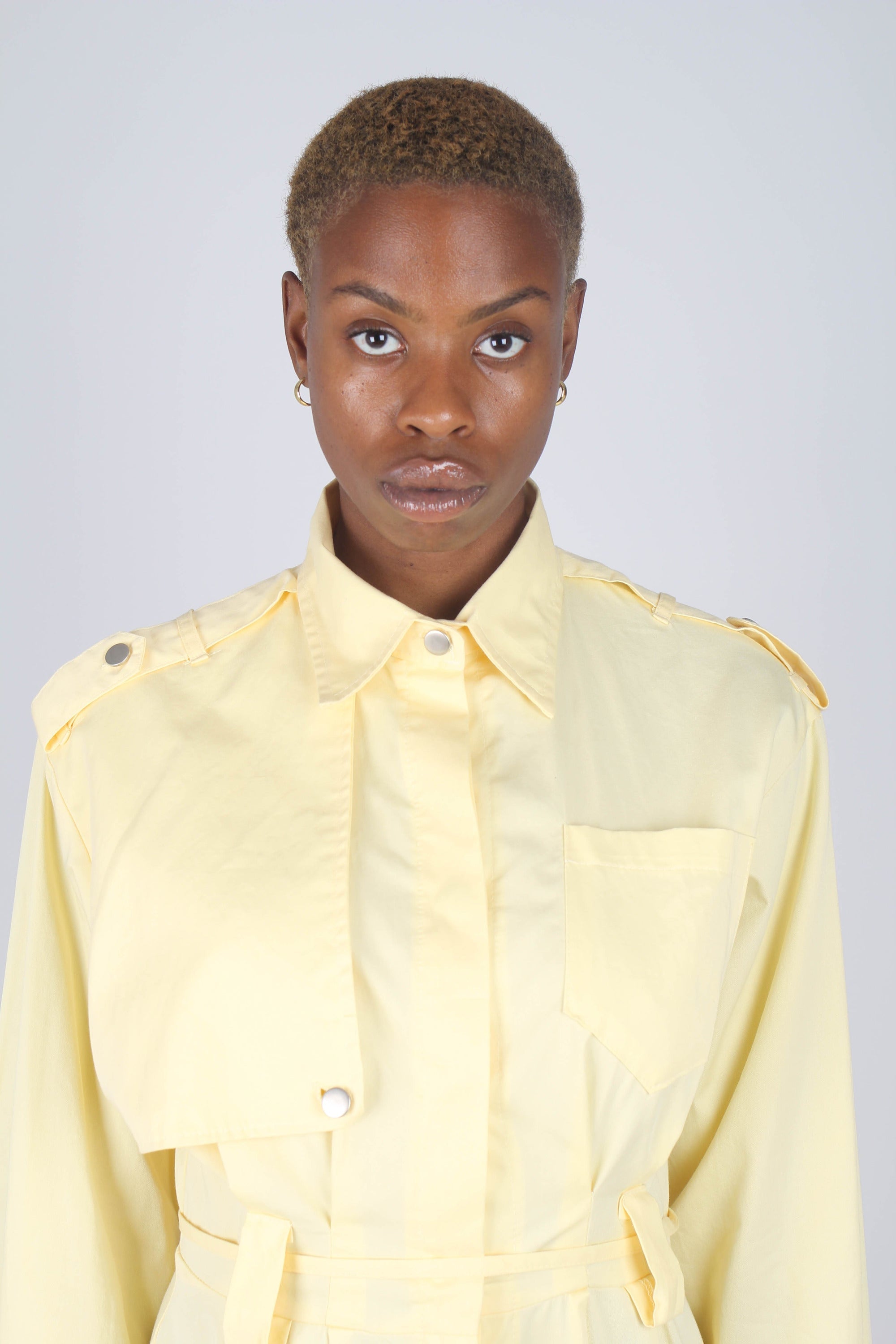 Lemon button front utility maxi dress