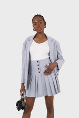 Powder blue pleated mini skirt set