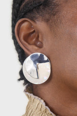 Ivory fleck and hammered silver disc earrings
