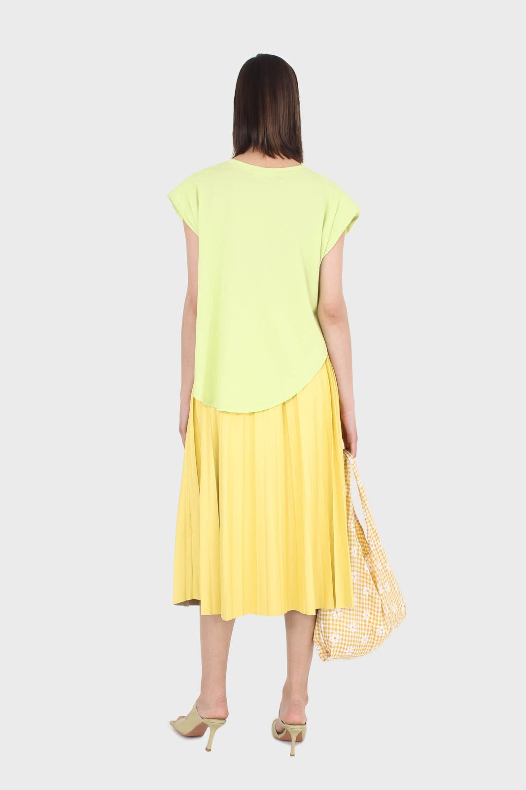 Green high low hem padded muscle tee