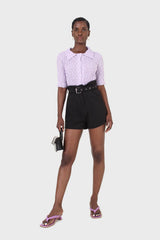 Black belted loose fit shorts