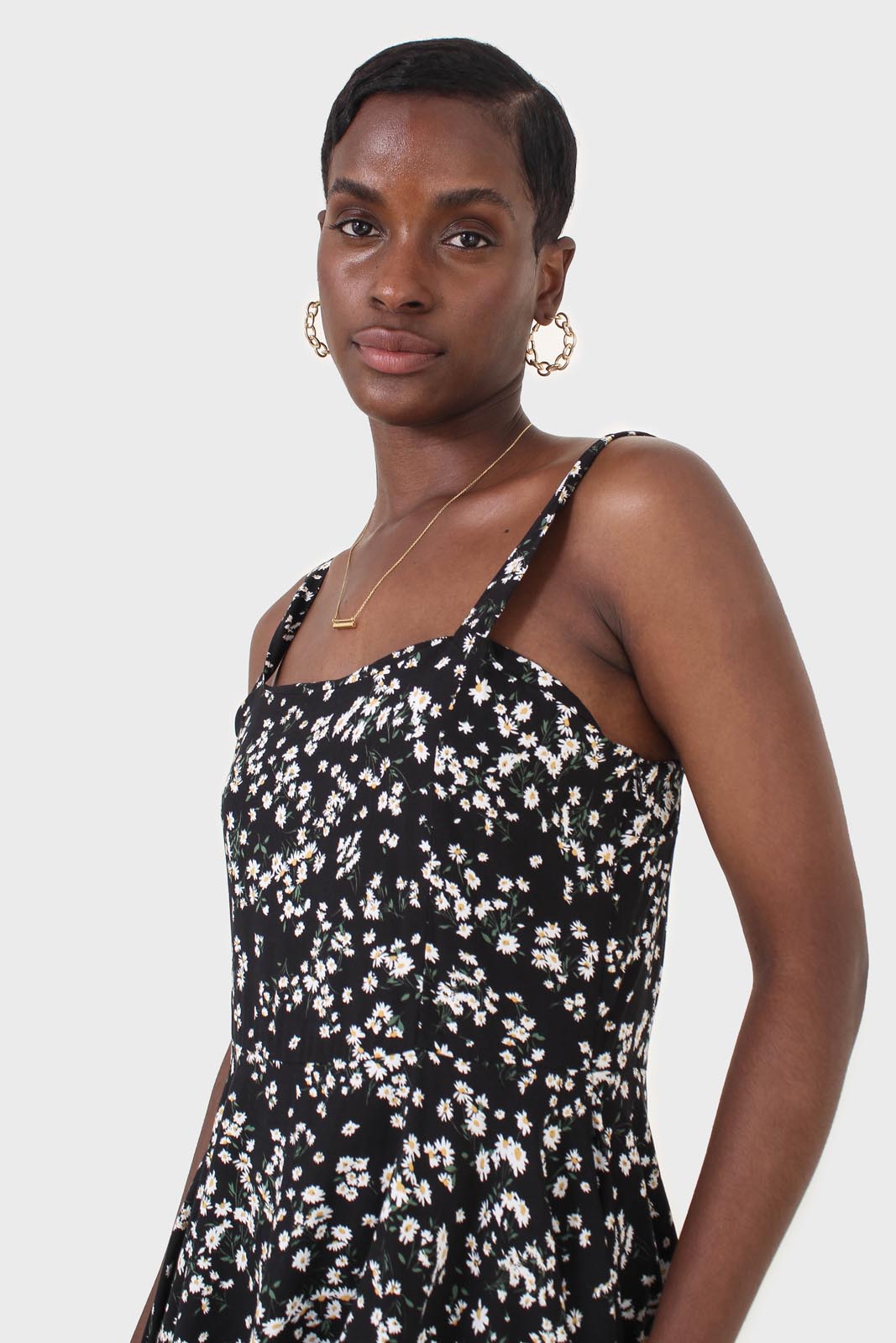 Black wildflower print mini dress