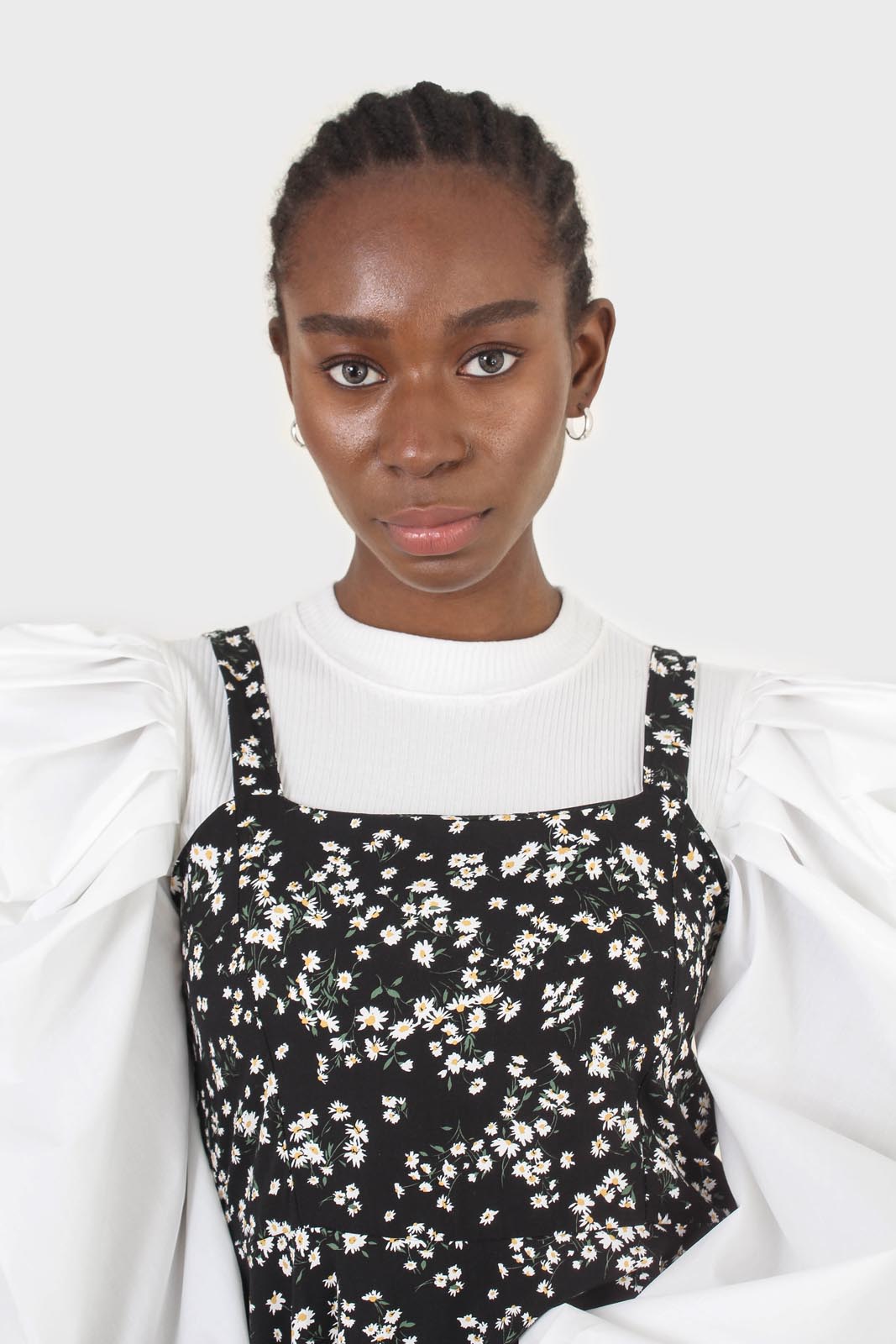 Black wildflower print mini dress
