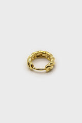 Gold thick braided strand single huggie earring - 4mm