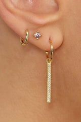 Gold simple hoop single huggie earring - 4mm