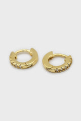 Gold simple pave huggie earrings - 5.5mm