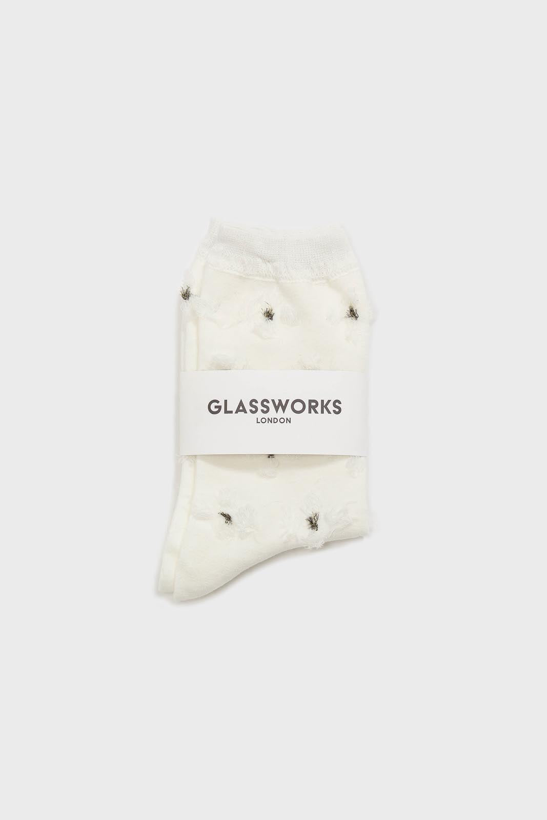 White tufted daisy socks
