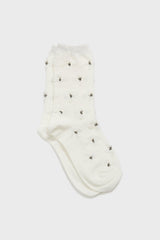 White tufted daisy socks