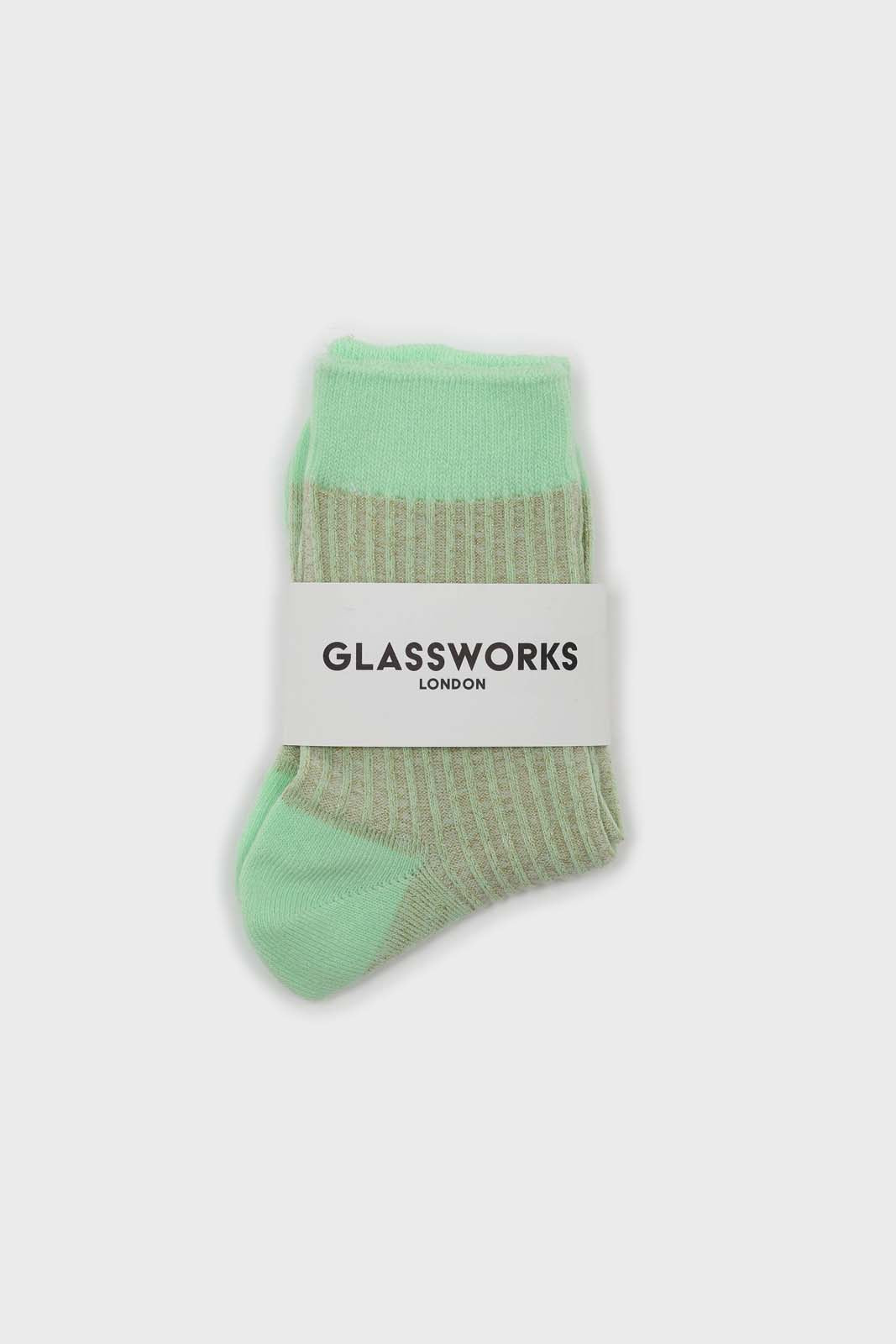 Pastel green metallic vertical stripe socks