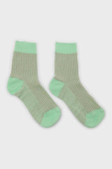 Pastel green metallic vertical stripe socks