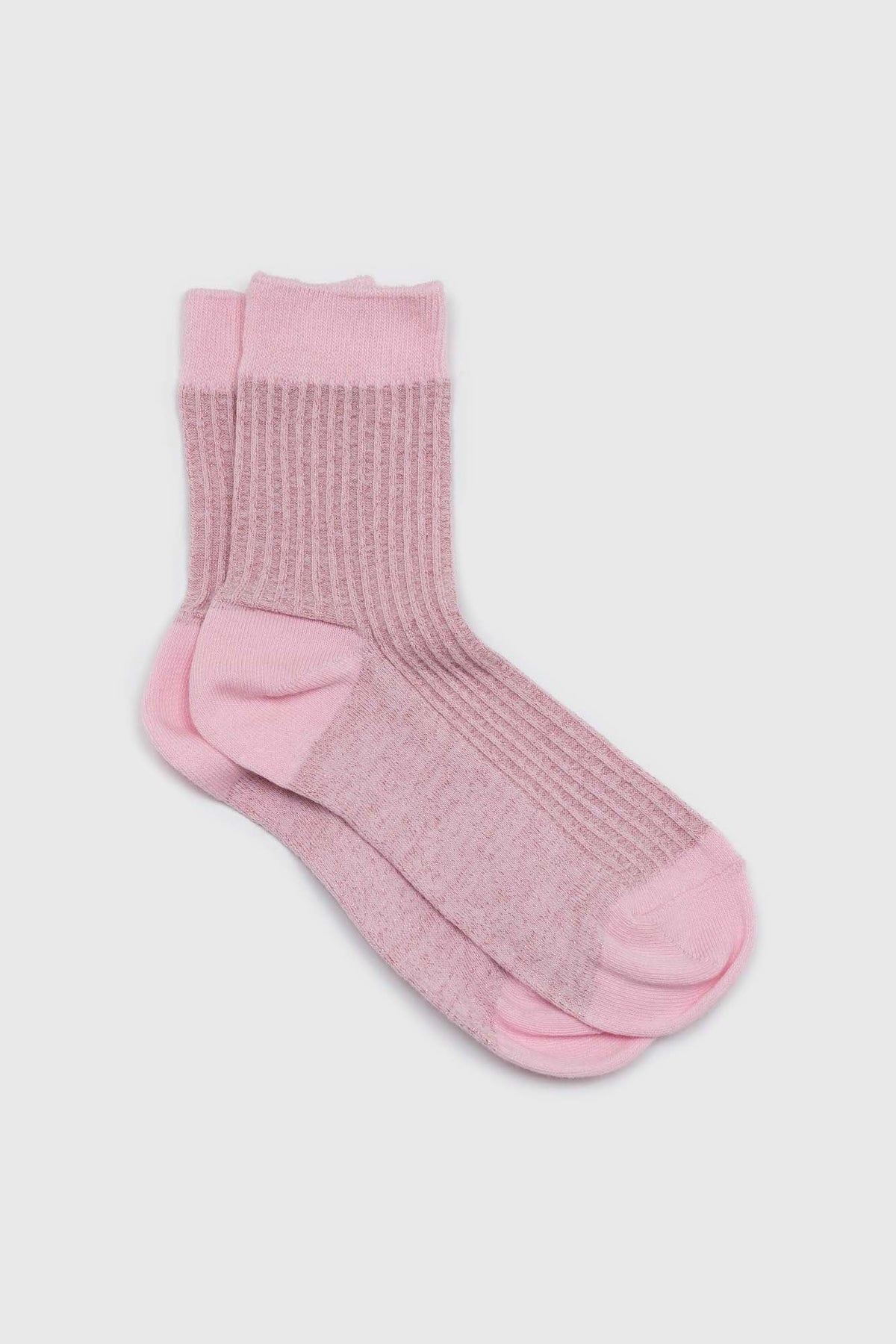 Pale pink metallic vertical stripe socks