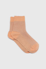 Sherbet orange metallic vertical stripe socks