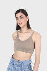 Beige ribbed bra top