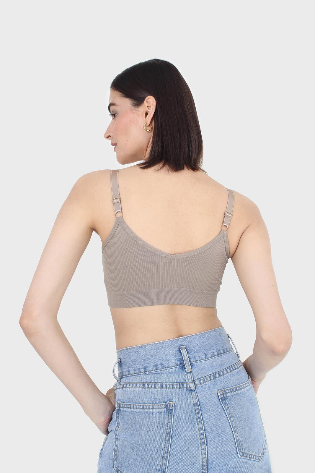 Beige ribbed bra top