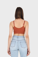 Rust ribbed bra top