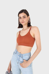 Rust ribbed bra top