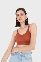 Rust ribbed bra top
