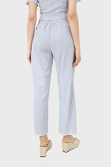 Blue gingham loose fit drawstring trousers