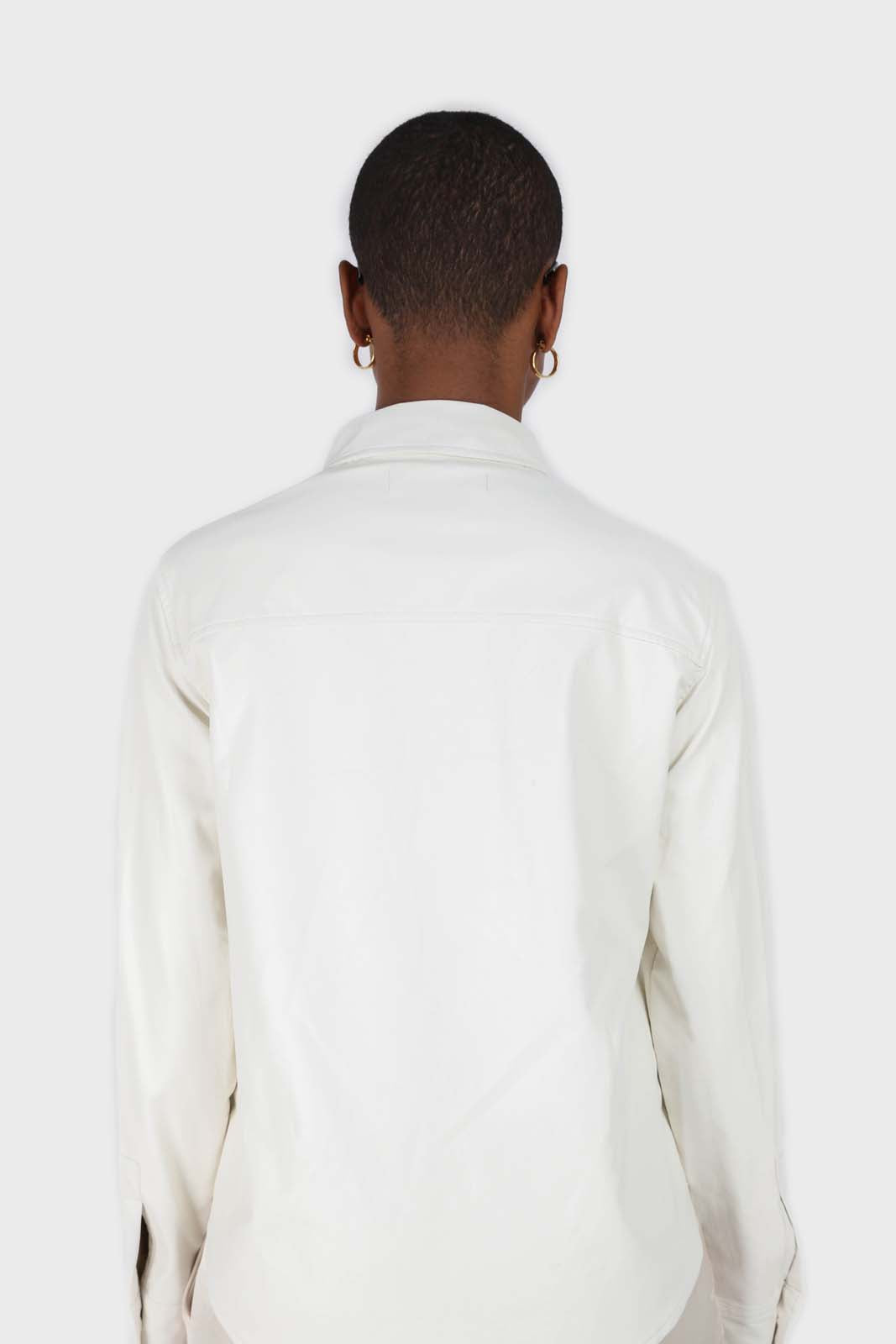 Bone white vegan leather shirt
