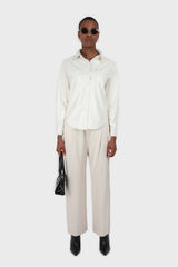 Bone white vegan leather shirt