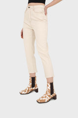 Ivory and beige contrast stitch jeans - 957