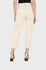 Ivory and beige contrast stitch jeans - 957